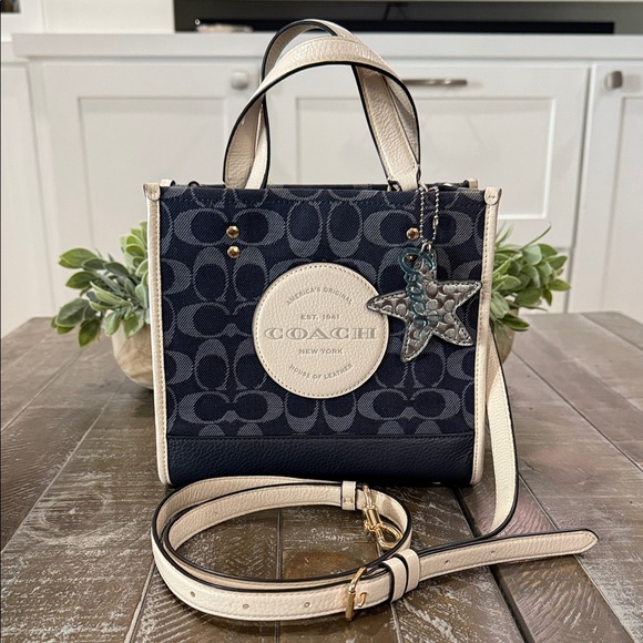 Coach Handbags - Coach Dempsey 22 Denim Signature Tote + Rare Starfish & Silver Charms